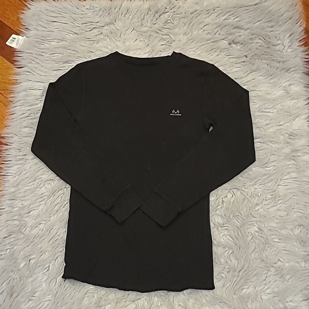 Realtree mens black and gray logo cotton‎ long sleeve thermal shirt size small